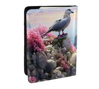 Bonito soporte para pasaporte de panda gigante para viajes, funda para pasaporte para hombres y mujeres, organizador de documentos de viaje, funda para tarjetas de crédito, Birds On The Stone, Talla