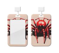 Bonito soporte para tarjetas de identificación de araña roja con cordón, protector vertical para tarjetas, carcasa dura de ABS transparente, carrete retráctil para el trabajo y la oficina