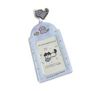 Bonito soporte para tarjetas fotográficas con llavero de dibujos animados de gatos, funda para tarjetas de identidad, soporte para tarjetas de crédito, llavero protector para tarjetas fotográficas