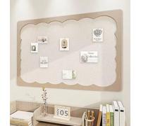 Bonito tablón de anuncios, azulejo de pared plegable de fieltro para hogar, oficina, escuela, tablero de visión de imagen con pin de presión, panel de pared para mensajes fotográficos (beige, 80 x 60