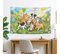 Bonito tapiz de animales, coloridas bolas de aire para colgar en la pared, tapices alegres para decoración de primavera, sala de estar, dormitorio, 152 x 101 cm