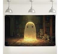Bonito telón de fondo de ilustración de fantasma, decoración artística mágica para fiestas infantiles, encantador fondo de fotografía para interiores y exteriores para celebraciones de Halloween, 71 x
