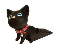 Bonito tope de puerta de gato con campana, cuña giratoria de PVC para huecos de 1 a 25 cm, sin taladro, resistente al viento, decoración anticolisión para oficina en casa (A)