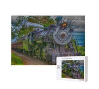 Bonito Tren de Vapor,Rompecabezas de Madera de 300 Piezas, Juego Familiar, Rompecabezas para Adultos, Adolescentes, decoración del hogar