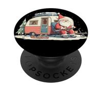 Bonito vehículo de Camping en Aspecto Festivo de Navidad con Papá Noel PopSockets PopGrip Adhesivo
