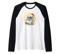 Bonito velero con Disfraz de Papá Noel para Marinero de Navidad Camiseta Manga Raglan
