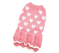 Bonito vestido de suéter para mascotas con diseño de corazón para perros pequeños, para todos los gatos, invierno, cálido, cuello alto, a la moda, suéter para el día de San Valentín