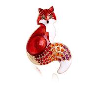 Bonito zorro broche con diamantes de imitación para mujeres y niñas cristal animal broches esmalte rojo clip babero chal vestido vestido sombrero mochila insignias joyas de moda regalos, Piccolo,