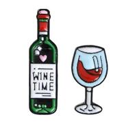 Bonitos alfileres para botella de vino, diseño acrílico de para mujer, accesorios de fiesta e ideas de regalo (juego de 2 con copa de vino y botella), 1, Metal