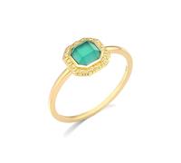 Bonitos anillos de compromiso, anillo de promesa gótico rectangular con crisoprasa verde, oro amarillo de 18,1 quilates, X 1/2, Oro amarillo de 18 quilates, Crisoprasa