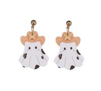 Bonitos aretes colgantes de fantasmas de Halloween hechos a mano de acrílico con lazo de calabaza para mujer, Halloween, vacaciones, fiesta, cosplay, joyería de regalo, Resina, Sin piedra preciosa
