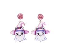 Bonitos aretes colgantes de fantasmas de Halloween hechos a mano de acrílico con lazo de calabaza para mujer, Halloween, vacaciones, fiesta, cosplay, joyería de regalo, Medio, Acrílico, Sin piedra