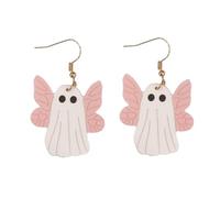 Bonitos aretes colgantes de fantasmas de Halloween hechos a mano de acrílico con lazo de calabaza para mujer, Halloween, vacaciones, fiesta, cosplay, joyería de regalo, Medio, Acrílico, Sin piedra