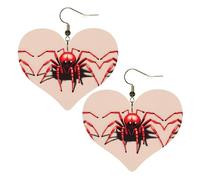 Bonitos aretes con estampado de araña roja elegantes en forma de corazón, accesorios ligeros para mujer, perfectos para fiestas y día de San Valentín.
