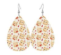 Bonitos aretes con estampado de pan de ketchup para mujer, aretes de cuero de lágrima de moda para mujer, joyería colorida y moderna