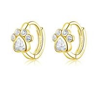 Bonitos aretes de aro para cartílago con estampado de pata de gato y perro, para mujeres y niñas, plata de ley, elegantes, delicados, amantes de las mascotas, aretes pequeños, delicados regalos