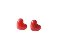 Bonitos aretes de cerámica con forma de corazón para mujer, delicados aretes de porcelana con corazón de melocotón, aretes de cartílago de moda, cumpleaños, joyería de San Valentín para ella, Pequeño