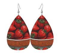 Bonitos aretes de cuero de fresas, accesorios para mujer, adecuados para el uso diario, viajes y viajes.
