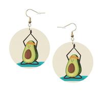 Bonitos aretes de cuero de moda para yoga, aguacate, para mujer, 1 par, ligeros, estampados, joyería de regalo para mujeres y niñas