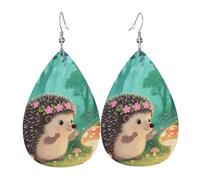 Bonitos aretes de cuero de perezoso para mujer, aretes de lágrima, ligeros, colgantes, aretes de aro para regalo de joyería, One Size, Cuero sintético, Sin piedra preciosa