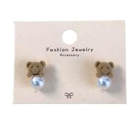 Bonitos aretes de dibujos animados de oso de café para mujer, diseños adorables y elegantes para ocasiones casuales y formales