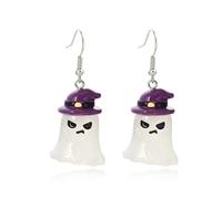 Bonitos aretes de fantasma para mujer, aretes de fantasma de Halloween, aretes de fantasmas blancos, aretes colgantes de disfraces de Halloween para mujer 2025, Zinc, Sin piedra preciosa