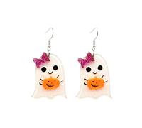 Bonitos aretes de fantasma para mujer, aretes de lazo de fantasma de Halloween para mujer, aretes de calabaza, Halloween, cosplay, joyas, regalos, disfraz de Halloween, moda 2025, Zinc, Sin piedra
