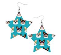 Bonitos aretes de fiesta con cristales de corgi y bigotes para mujer, aretes colgantes de estrella brillante, joyería de gota de moda para salidas nocturnas, One Size, Cuero