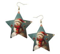 Bonitos aretes de fiesta de muñeco de nieve para mujer, aretes colgantes de estrella brillante, joyería de gota de moda para salir por la noche, One Size, Cuero