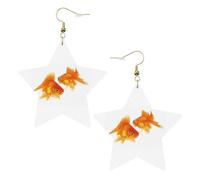 Bonitos aretes de fiesta de peces dorados para mujer, aretes colgantes de estrella brillante, joyería de gota de moda para salir por la noche, One Size, Cuero