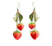Bonitos aretes de fruta, aretes colgantes ligeros para mujer, S, Oro rosa, Sin piedra preciosa