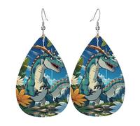 Bonitos aretes de lágrima de dinosaurio, aretes de gota ligeros adecuados para regalos de Navidad y día de San Valentín