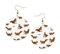 Bonitos aretes de piel de ardilla para mujer, 1 par de aretes de piercing estampados ligeros, regalos de joyería para mujeres y niñas