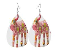 Bonitos aretes de piel de becerro coloridos para mujer, aretes colgantes ligeros de PVC, ganchos de plata 925, impresiones de doble cara, regalo hipoalergénico
