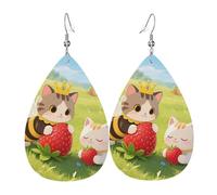 Bonitos aretes de piel de perezoso de dibujos animados para mujer, aretes de lágrima, ligeros, aretes de aro colgantes, regalos de joyería, One Size, Cuero sintético, Sin piedra preciosa