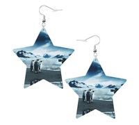 Bonitos aretes de pingüinos para tomar fotos para mujer, aretes colgantes celestiales, joyería en forma de estrella para una versatilidad, One Size, Cuero