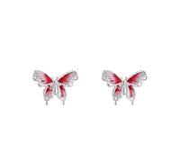 Bonitos aretes de tuerca pequeños de mariposa rosa de 20 g para mujeres y niñas, de plata de ley 925, delicados, esmaltados, insectos, animales, cartílago, tragus, pequeños tachuelas, hipoalergénicos,