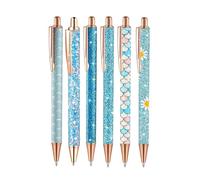 Bonitos bolígrafos para mujer | Juego de 6 piezas de escritura estética con brillo ergonómico de 1,0 mm, bonitos bolígrafos para diario, para escritorio, aula, universidad, trabajo, hogar, diario