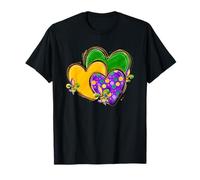 Bonitos corazones de Mardi Gras para mujeres, niñas y hombres, aspecto festivo Camiseta