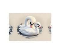 Bonitos manteles individuales de cisne de 12 x 18 pulgadas, antideslizantes, para fiestas y reuniones en casa, cocina, juego de 6 piezas