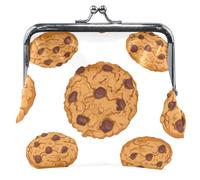 Bonitos monederos y bolsas de piel lindo con cierre de beso delicioso, cartera de cambio de tarjeta café para niñas, Deliciosas galletas marrones, UNITALLA, Classic, Deliciosas galletas marrones