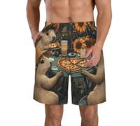 Bonitos pantalones cortos de playa con estampado de capibara para hombre, cintura con cordón en la cintura, pantalones cortos planos con bolsillos, Cute Capybara 2, 3XL