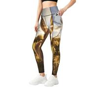 Bonitos pantalones de yoga con estampado de burro para mujer, elásticos, para gimnasio, entrenamiento e informal, Negro, XXL