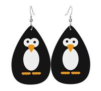 Bonitos pendientes de cuero con estampado de pingüino, para mujer, adecuados para el uso diario, fiestas y citas