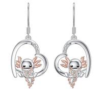 Bonitos pendientes de gota de ajolote, diseño de caricatura en forma de corazón, aros colgantes fiables con dije versátil de ajolote. Joyería de regalo ideal., s, Zinc, Sin piedra preciosa