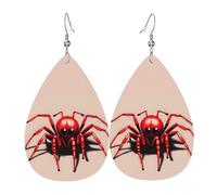 Bonitos pendientes de piel de araña roja. Elegante forma de lágrima, perfectos para mujeres y una gran opción decorativa para fiestas y vacaciones.