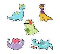 Bonitos pines de solapa de dinosaurio, diseño de animales con corazón esmaltado, juego de pines de la serie de dinosaurios, broche de solapa de color, regalo para mujeres, niños, niñas, niños, ropa,