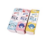 Bonitos y creativos estuches con forma de cartón de leche - Estuche de cosméticos de gran capacidad. Para suministros escolares o oficina. Con cremallera, de color amarillo/azul/rosa al azar, 1 unidad