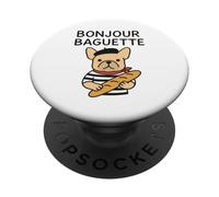 Bonjour Baguette Bulldog Francés Cachorro Parisino PopSockets PopGrip Adhesivo