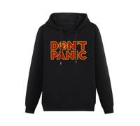 bonjour! Don't Panic Hitchhikers Guide To The Galaxy Black Printing Graphic Mens Sweatshirts Unisex Hooded 3XL